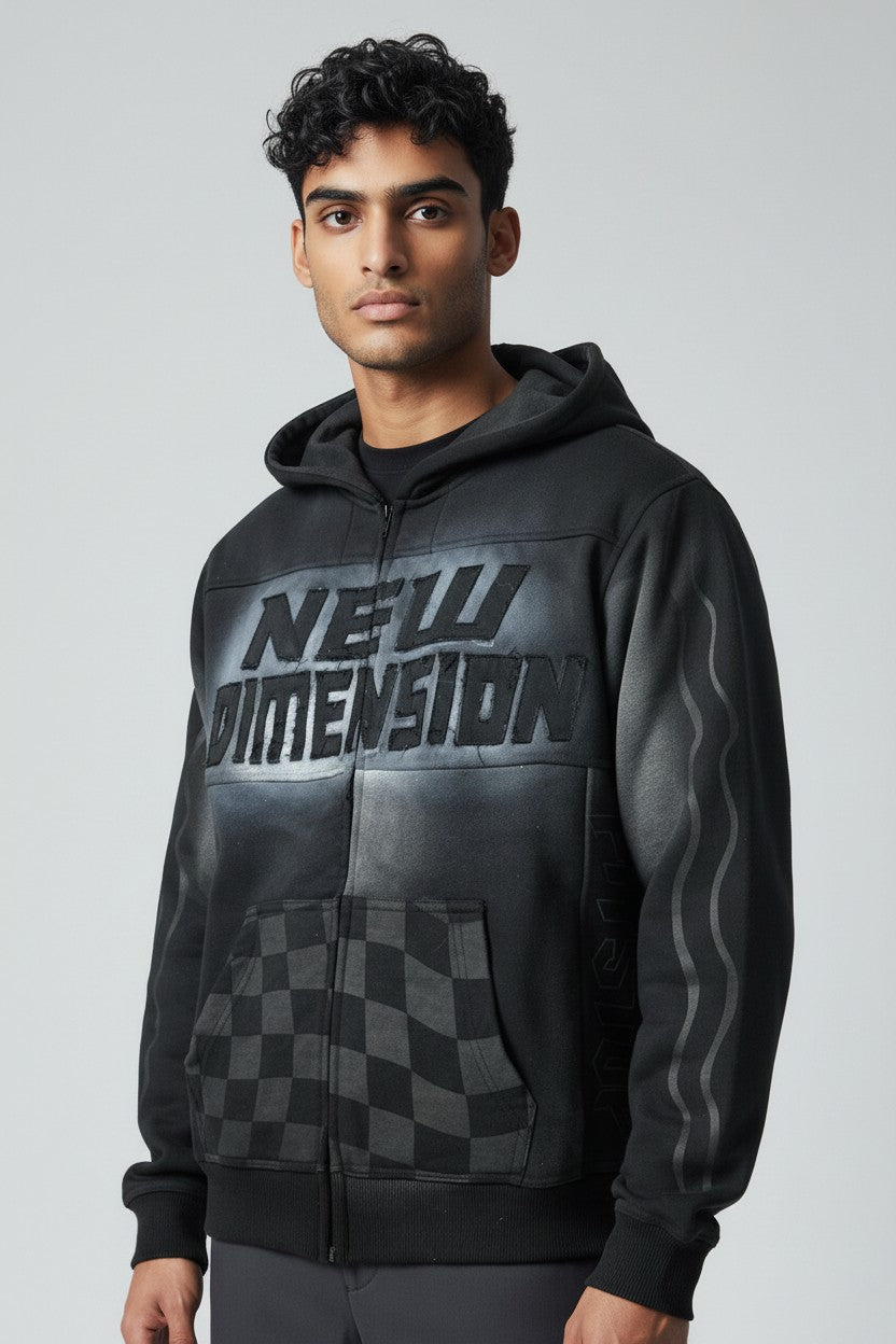 NDA Black Racing Zip-Up Hoodie