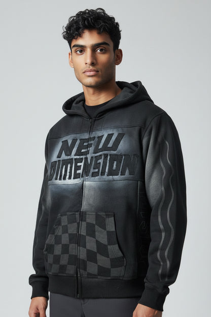 NDA Black Racing Zip-Up Hoodie